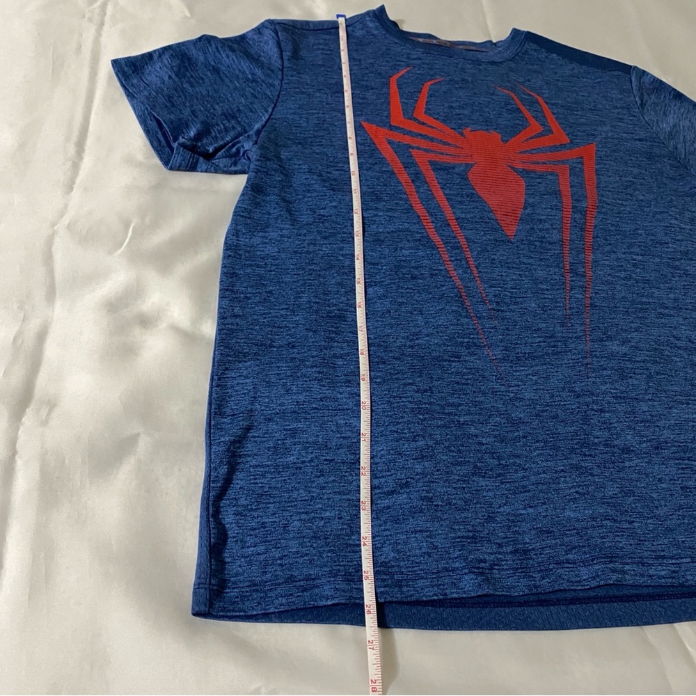 Marvel Spider-Man Mens Large Blue Graphic Athletic Tee Spider Logo Shirt - Picture 6 of 11